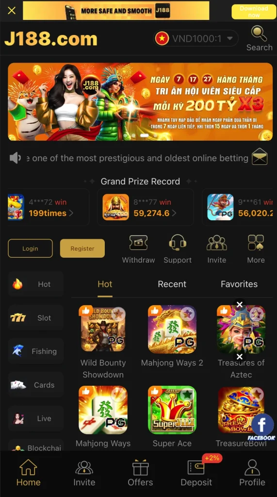 j188 game main interface