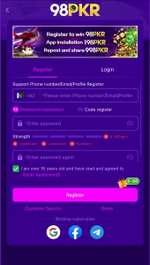 98pkr game signup interface