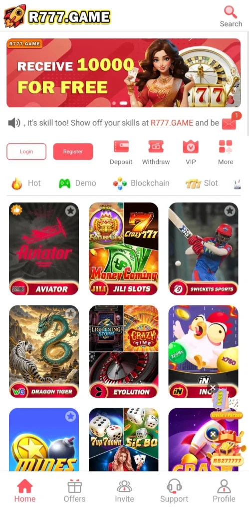 r777 game main interface